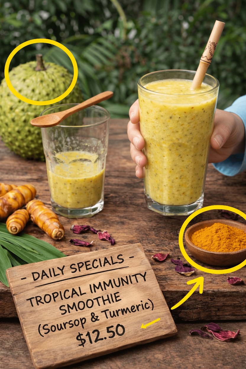 How to Make a Delicious Tropical Immunity Smoothie with Soursop and Turmeric Step by Step at Home
