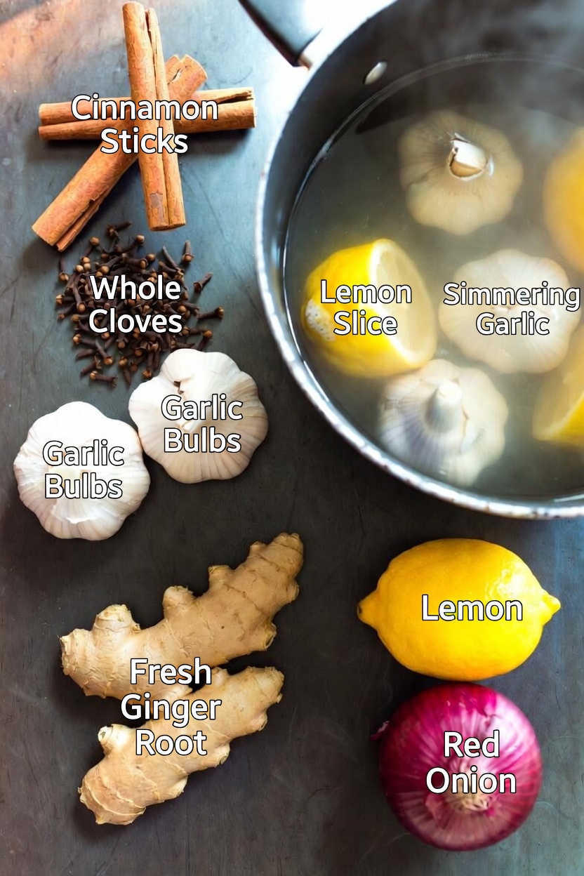 Simple Homemade Herbal Infusion: Exploring Cinnamon, Cloves, Garlic, Ginger, Lemon, and Onion Together