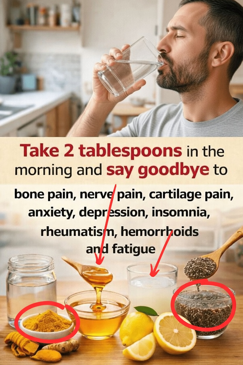 Discover This Popular Morning Mixture With Two Tablespoons of Turmeric Ginger Lemon Honey and Chia Seeds