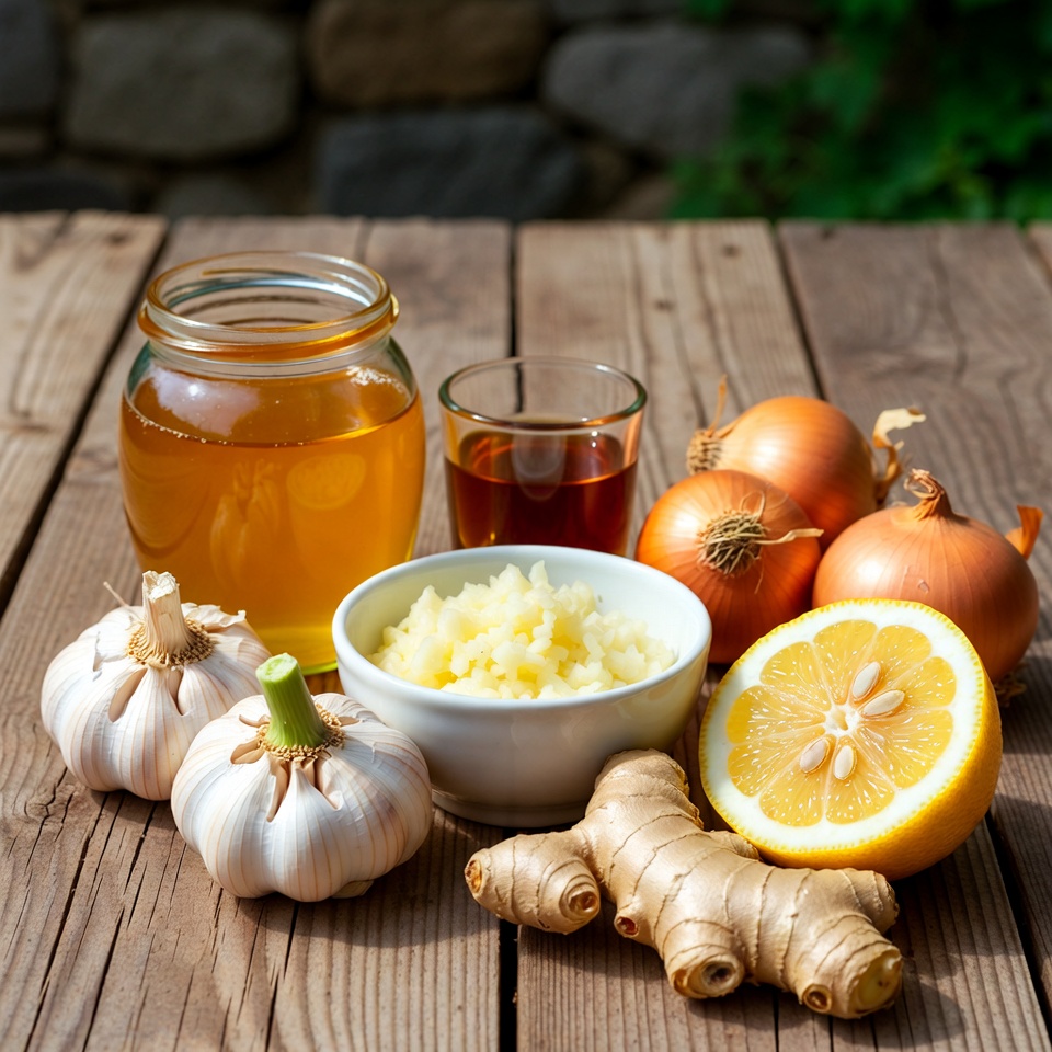 A Natural Remedy for Flu and Colds: Garlic, Ginger, Onion, Lemon Juice, and Honey – The Ultimate Health Boost