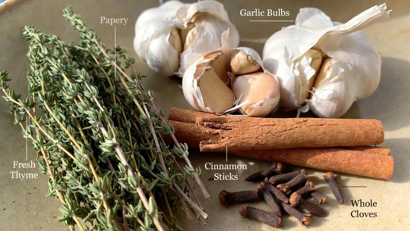 The Four-Power Herbal Infusion: Exploring Thyme, Garlic, Cinnamon, and Cloves in a Simple Daily Tea