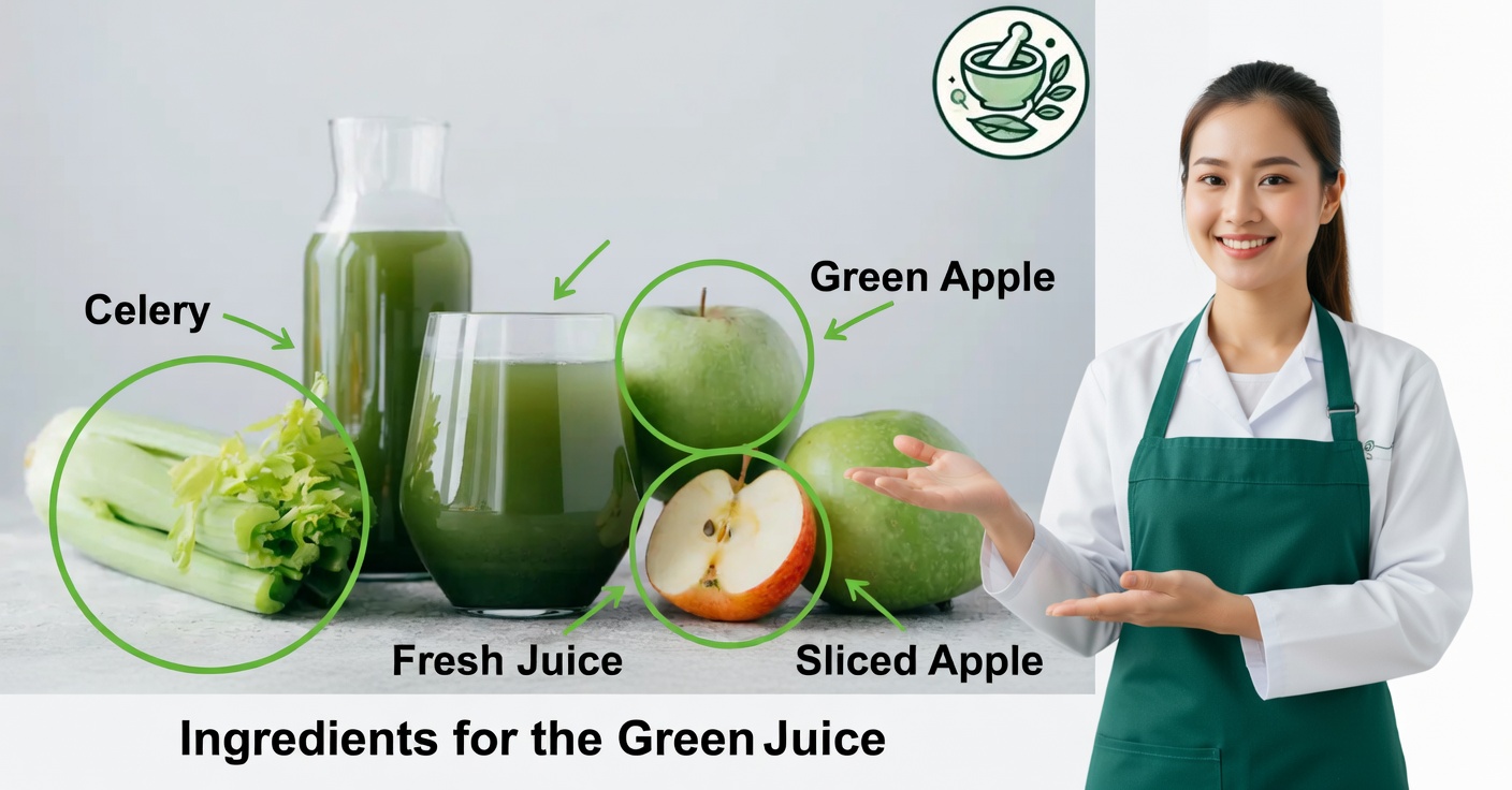 Jugo natural de apio y manzana verde