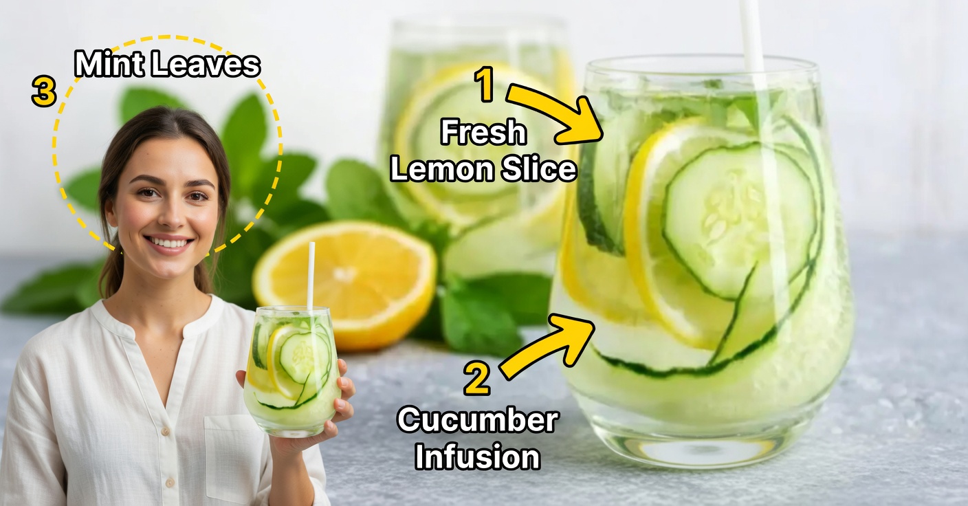 Agua con jengibre, pepino y menta: bebida curativa diaria