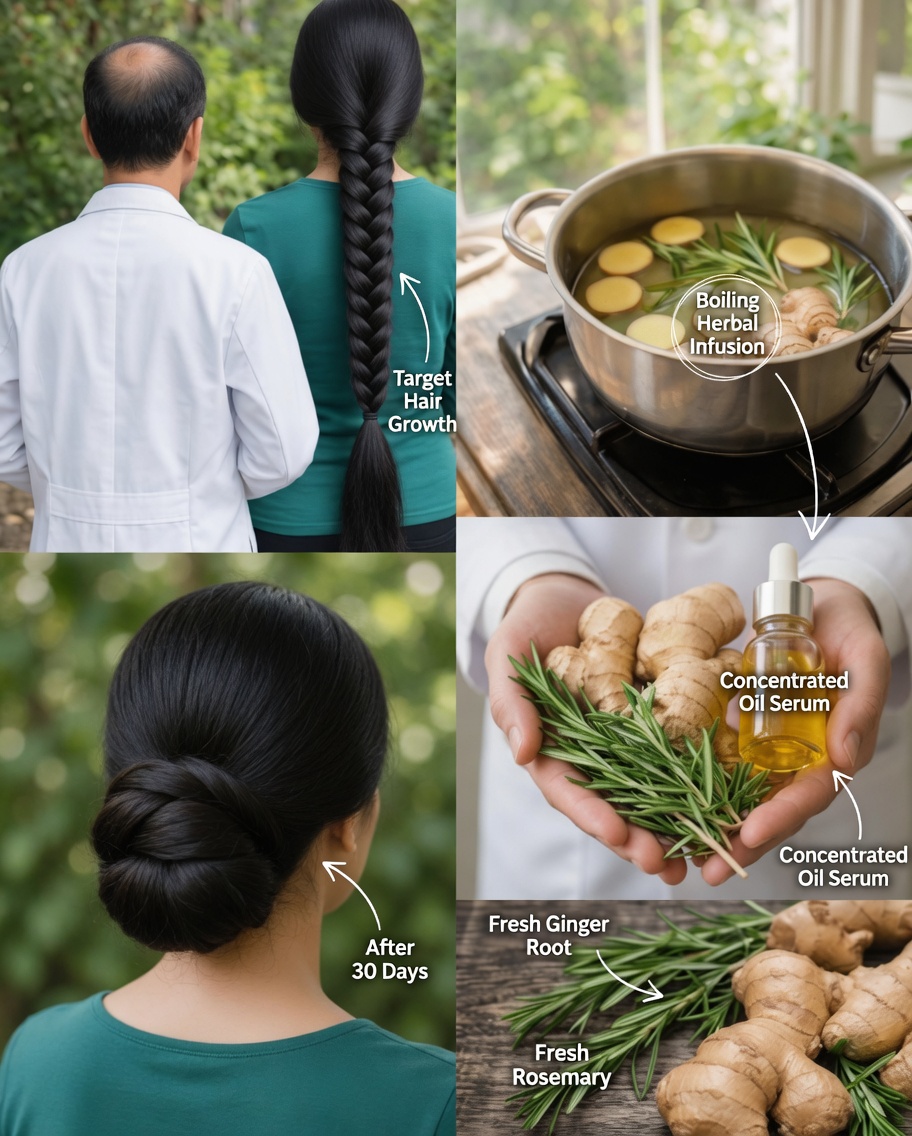 How to Stimulate the Growth of Longer, Thicker Hair with a Simple Ginger and Rosemary Rinse