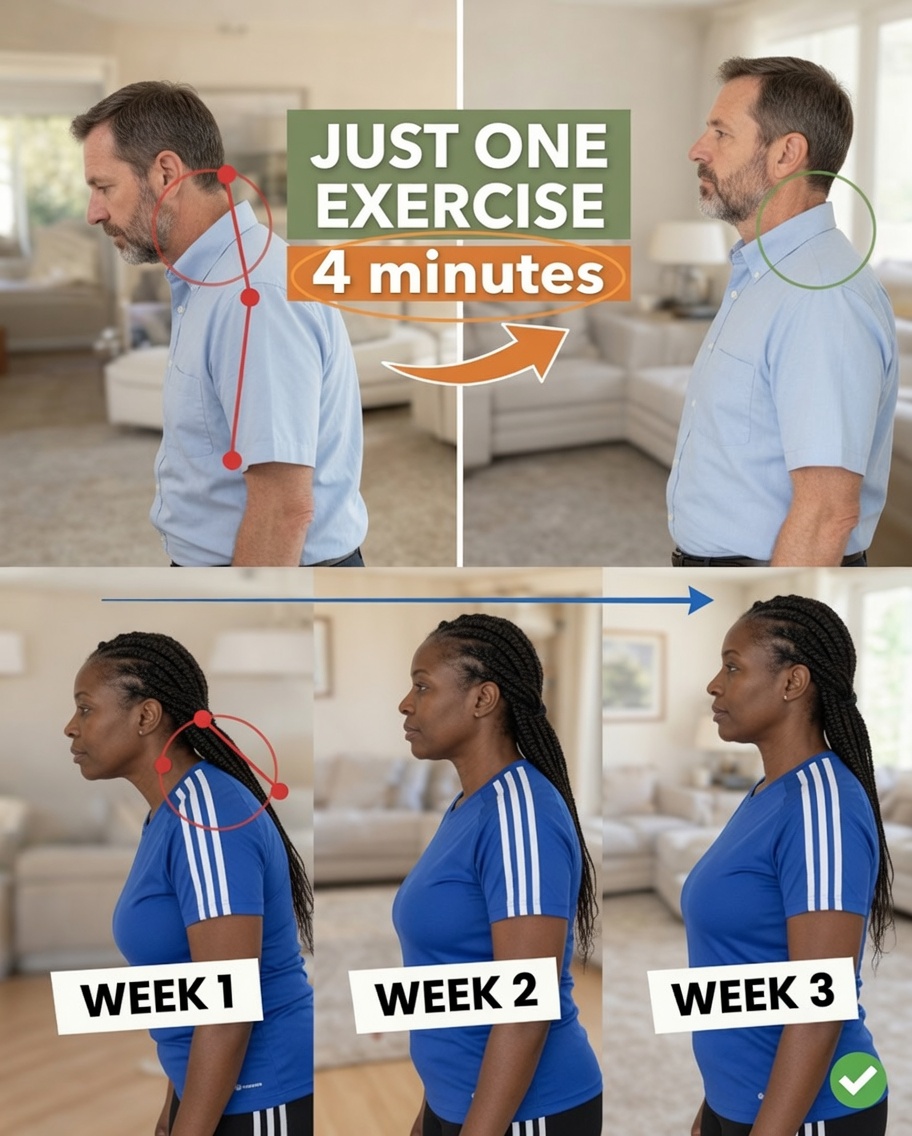 How to Gently Improve Forward Head Posture After 60 – A Simple 4-Minute-a-Day Routine
